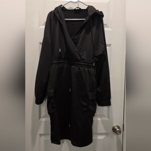 Chic Black Hooded Casual Dress
